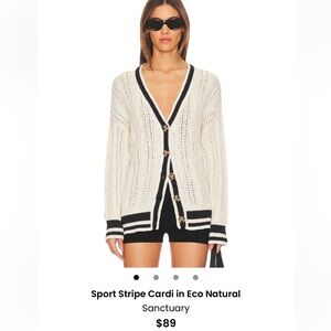 Sanctuary Black and Cream Sport Stripe Cardigan